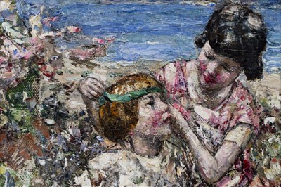 Lot 42 - THE GREEN RIBBON, AN OIL BY EDWARD ATKINSON HORNEL