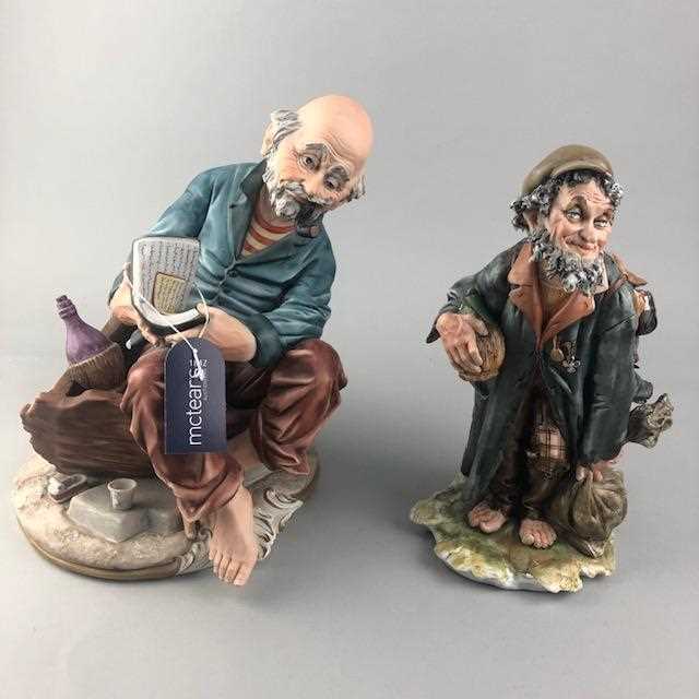 Lot 11 - A LOT OF TWO FIGURES OF TRAMPS ALONG WITH A DOULTON FIGURE AND OTHER CERAMICS
