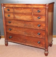 Lot 1050 - EARLY VICTORIAN OBLONG FLAME MAHOGANY CHEST...