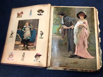 Lot 42 - A VICTORIAN SCRAP ALBUM AND OTHERS