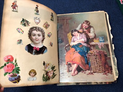 Lot 42 - A VICTORIAN SCRAP ALBUM AND OTHERS