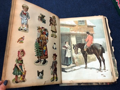 Lot 42 - A VICTORIAN SCRAP ALBUM AND OTHERS