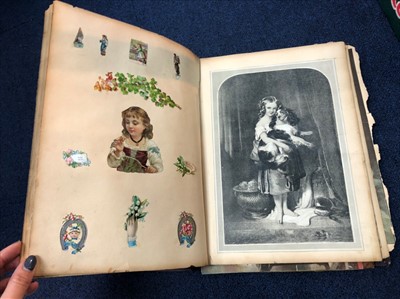 Lot 42 - A VICTORIAN SCRAP ALBUM AND OTHERS