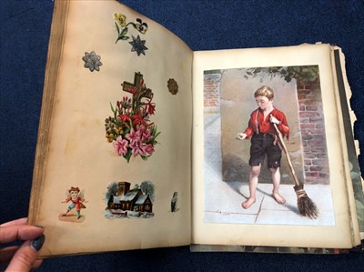 Lot 42 - A VICTORIAN SCRAP ALBUM AND OTHERS