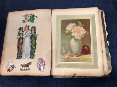 Lot 42 - A VICTORIAN SCRAP ALBUM AND OTHERS