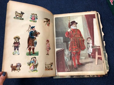 Lot 42 - A VICTORIAN SCRAP ALBUM AND OTHERS