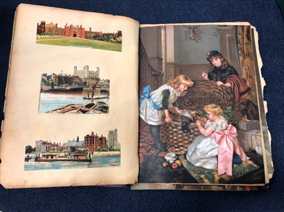 Lot 42 - A VICTORIAN SCRAP ALBUM AND OTHERS