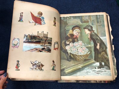 Lot 42 - A VICTORIAN SCRAP ALBUM AND OTHERS