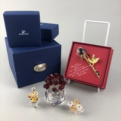 Lot 165 - SWAROVSKI CRYSTAL '15TH SCS ANNIVERSARY 2002' VASE OF ROSES AND OTHERS