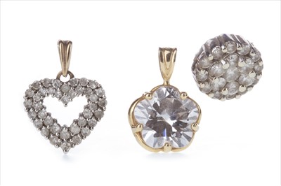 Lot 374 - TWO DIAMOND PENDANTS AND TWO GEM SET ITEMS