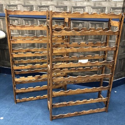 Lot 251 - A LOT OF TWO MODERN WOOD WINE RACKS