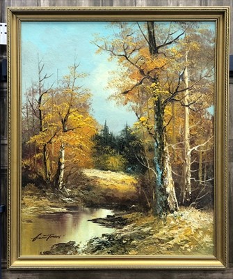 Lot 181 - FOREST SCENE, AN OIL BY FRANCIS TINMAN