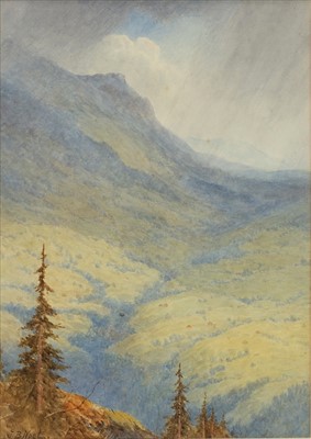 Lot 444 - STORM ON THE SHEINDIGG GRINDEWALD, A WATERCOLOUR BY JOHN BATES NOEL