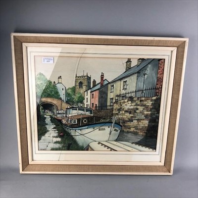 Lot 244 - NORTHERN CANAL, A WATERCOLOUR BY ALAN BAMFORD