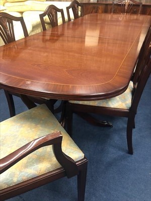 Lot 329 - A MAHOGANY DINING SUITE OF GEORGE III DESIGN