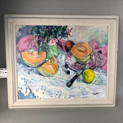 Lot 287 - STILL LIFE WITH MELONS, AN OIL BY RONALD TOGNERI