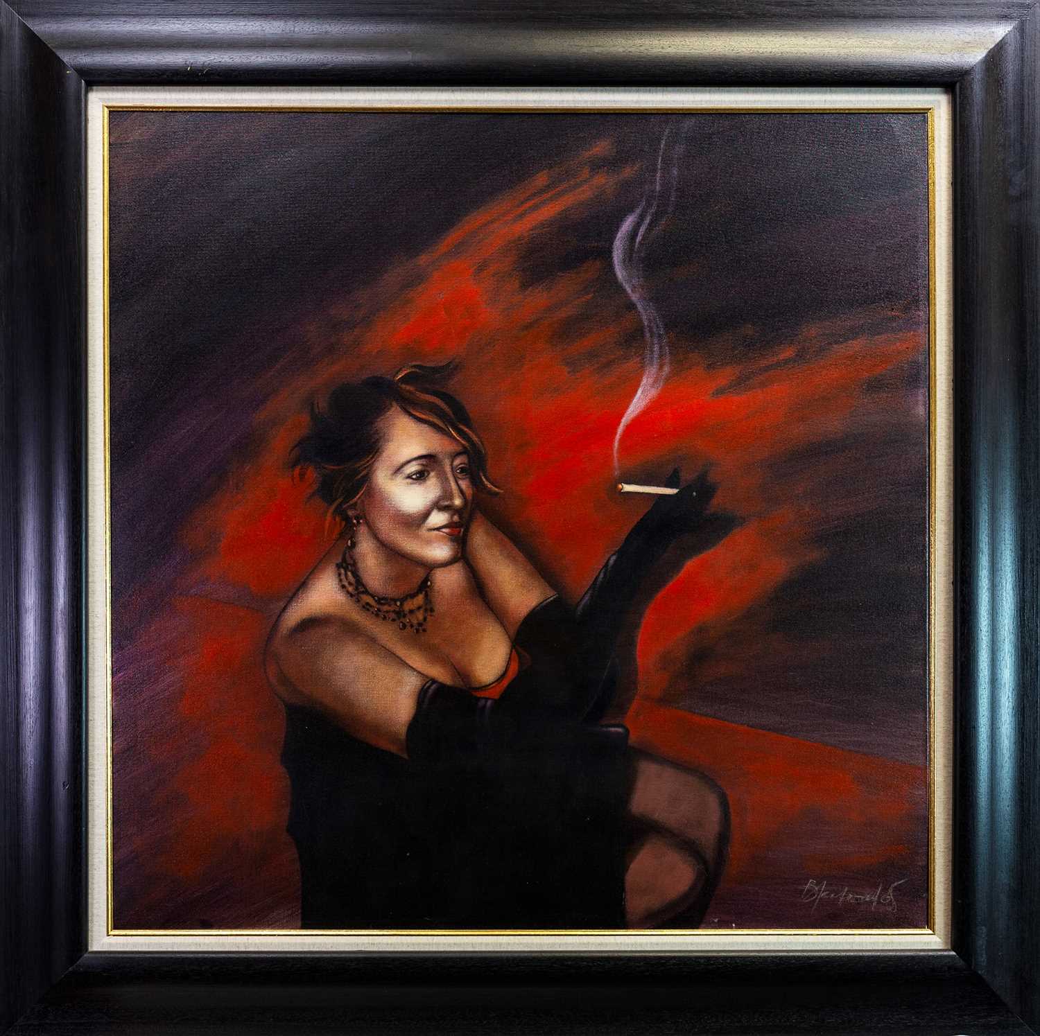 Lot 572 - THE LAST CIGARETTE, AN OIL BY BILL BLACKWOOD