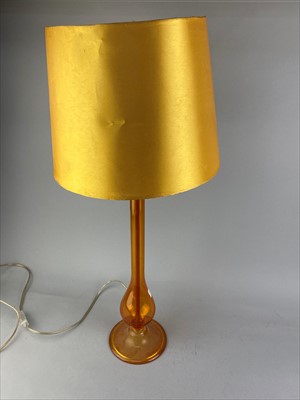 Lot 220 - A LOT OF TWO LAMPS AND A GLASS DISH