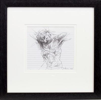 Lot 555 - STUDY OF CHRIST, A PEN STUDY BY PETER HOWSON
