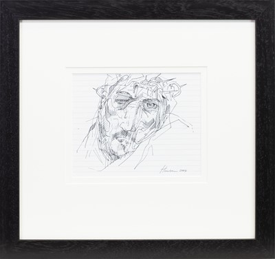Lot 559 - STUDY OF CHRIST, A PEN STUDY BY PETER HOWSON