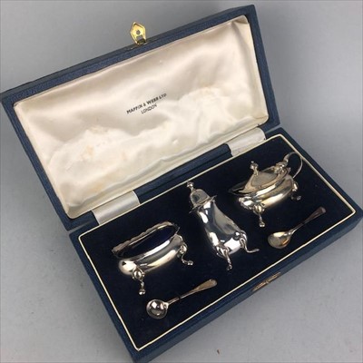 Lot 349 - A THREE PIECE SILVER CRUET SET