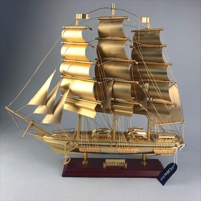 Lot 357 - A GILTMETAL MODEL OF THE CUTTY SARK