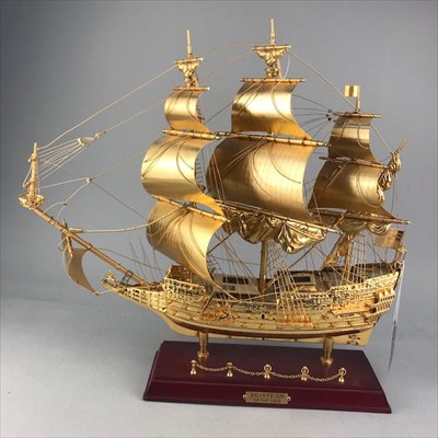 Lot 358 - A GILTMETAL MODEL OF THE SOVEREIGN OF THE SEAS