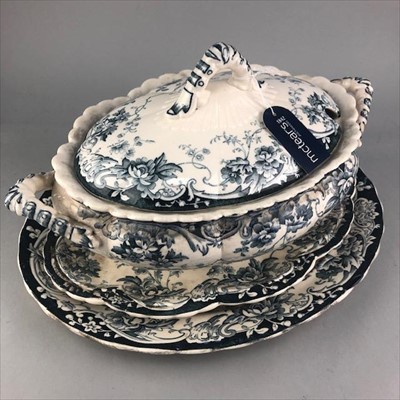 Lot 359 - A STAFFORDSHIRE BLUE AND WHITE PART DINNER SERVICE