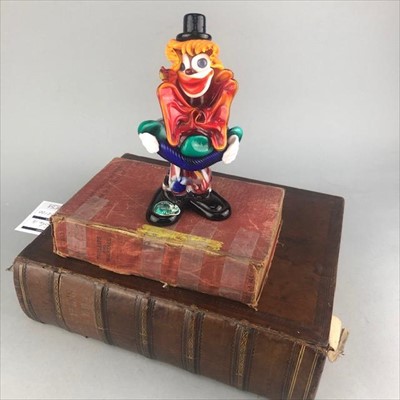 Lot 364 - A MURANO GLASS CLOWN AND TWO BOOKS