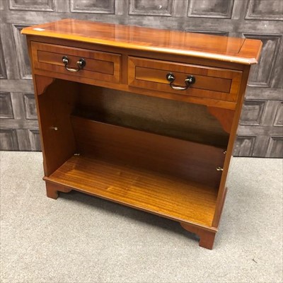 Lot 393 - A MODERN YEW-WOOD DWARF BOOKCASE