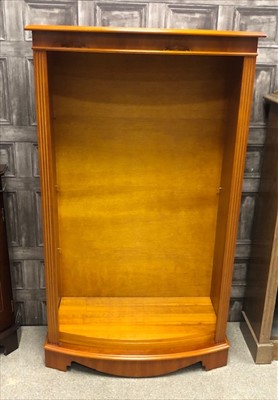 Lot 392 - A MODERN YEW-WOOD OPEN BOOKCASE