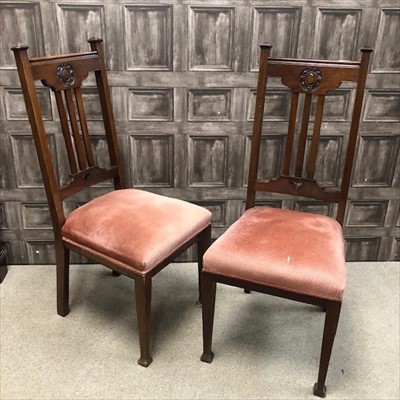 Lot 398 - A PAIR OF CARVED MAHOGANY SINGLE CHAIRS