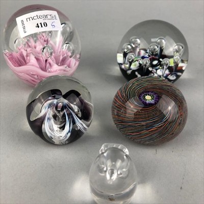 Lot 410 - A CAITHNESS PAPERWEIGHT AND THREE OTHERS