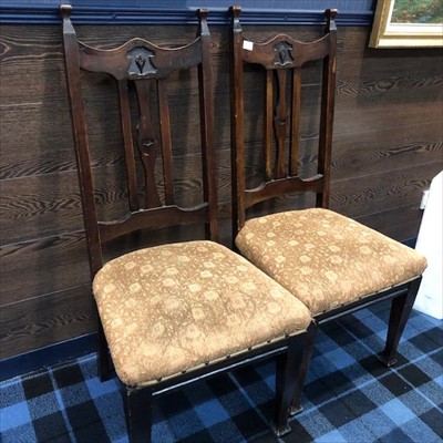 Lot 376 - A PAIR OF EARLY 20TH CENTURY ART NOUVEAU SINGLE CHAIRS