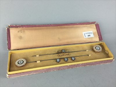 Lot 456 - A SET OF HAT PINS AND STUDS