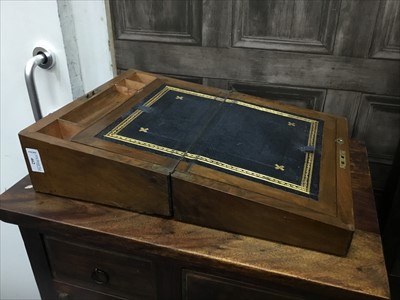 Lot 462 - AN EARLY 20TH CENTURY BRASS MOUNTED WALNUT LAP DESK