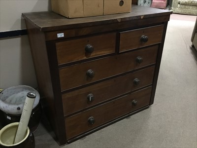 Lot 448 - A 19TH CENTURY MAHOGANY CHEST OF TWO SHORT OVER THREE LONG DRAWERS