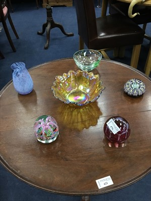 Lot 476 - A CAITHNESS 'MAYDANCE' PAPERWEIGHT ALONG WITH OTHER GLASSWARE