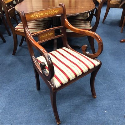 Lot 491 - A SET OF TEN MAHOGANY DINING CHAIRS