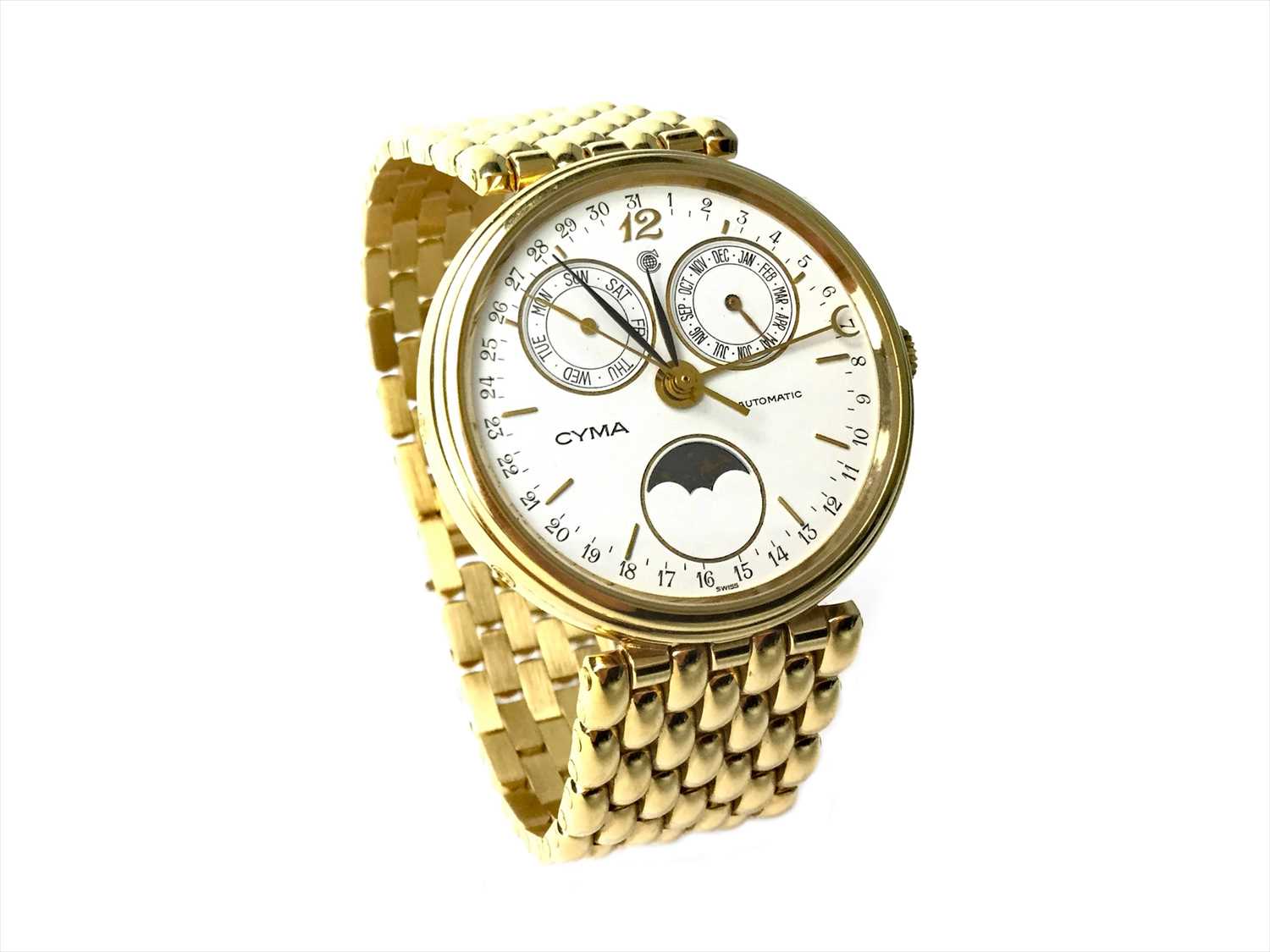 Lot 840 - A GENTLEMAN'S CYMA GOLD PLATED AUTOMATIC WATCH