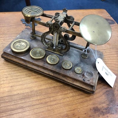 Lot 507 - A SET OF BRASS POSTAL SCALES BY SAMSON MORDAN