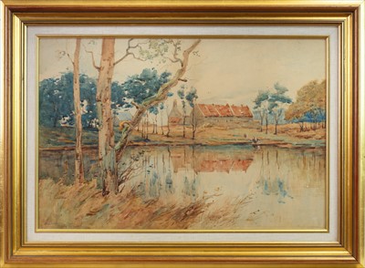 Lot 166 - THE DUCK POND, A WATERCOLOUR BY G BURR