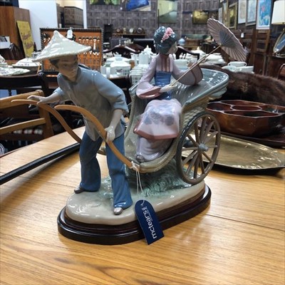 Lot 512 - A LARGE AND IMPRESSIVE LLADRO FIGURE GROUP - RICKSHAW RIDE