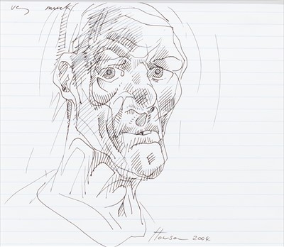 Lot 761 - NIGHTSHIFT NORMAN, AN INK SKETCH BY PETER HOWSON