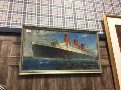 Lot 1644 - A CUNARD POSTER DEPICTING THE RMS QUEEN MARY