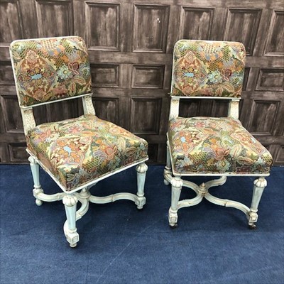 Lot 193 - A PAIR OF BLUE PAINTED SINGLE CHAIRS