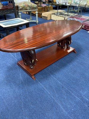 Lot 197 - AN AFRICAN OVAL COFFEE TABLE