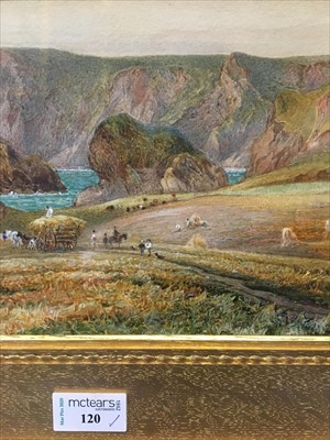 Lot 120 - HARVEST SCENE, A WATERCOLOUR BY CHARLES EARLE