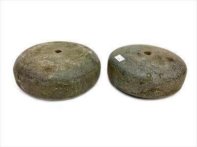 Lot 1859 - A COMPOSITE PAIR OF EARLY 20TH CENTURY CURLING STONES