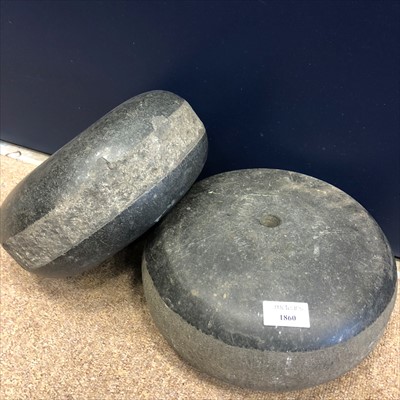 Lot 1860 - A COMPOSITE PAIR OF EARLY 20TH CENTURY CURLING STONES